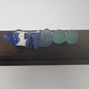 Artisan Handmade Sea Glass Hair Clip Barrette blue sea glass and other materials